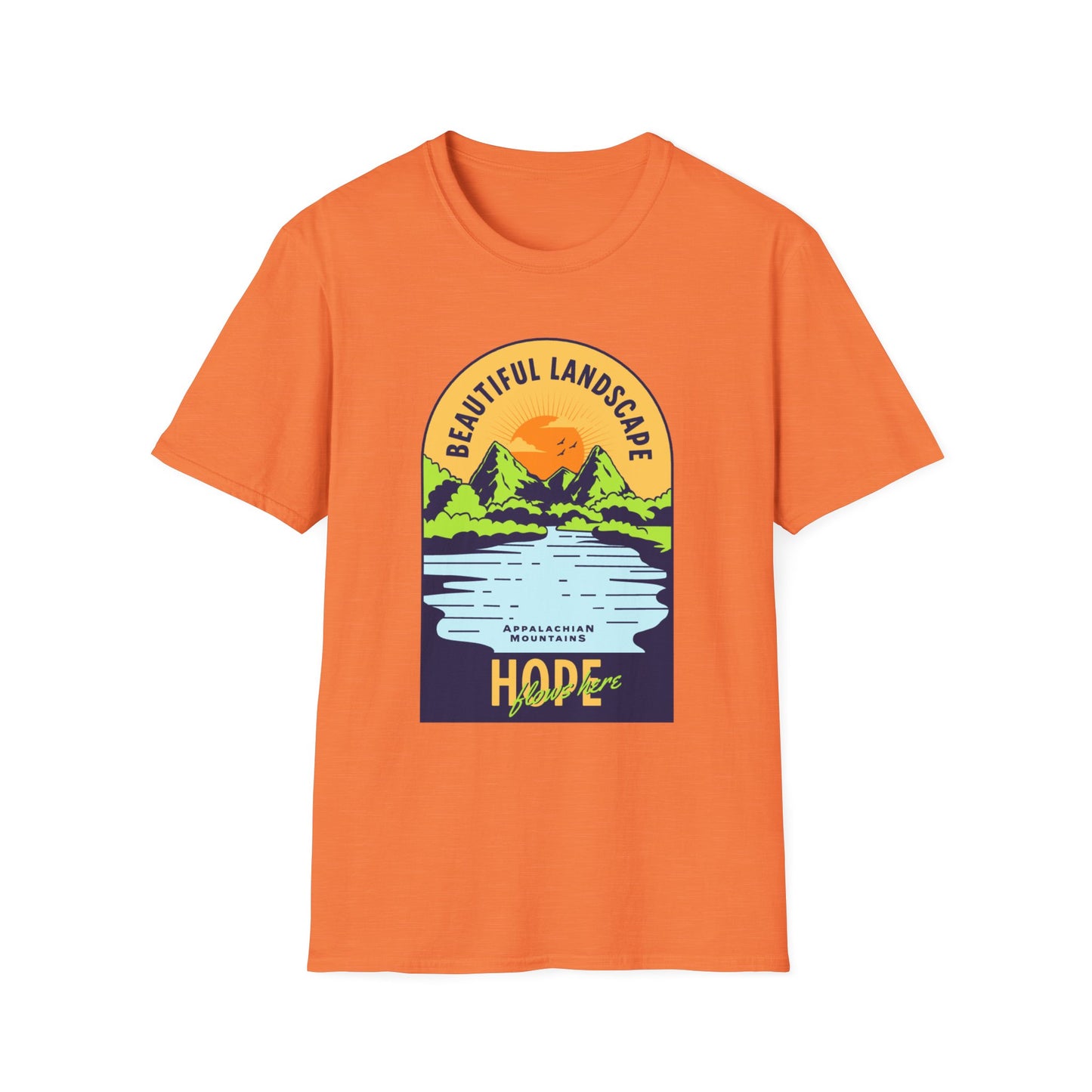 Hurricane Helene Relief -- "Beautiful Landscape – Appalachian Mountains: Hope Flows Here" Tee -- All proceeds from this shirt will be donated