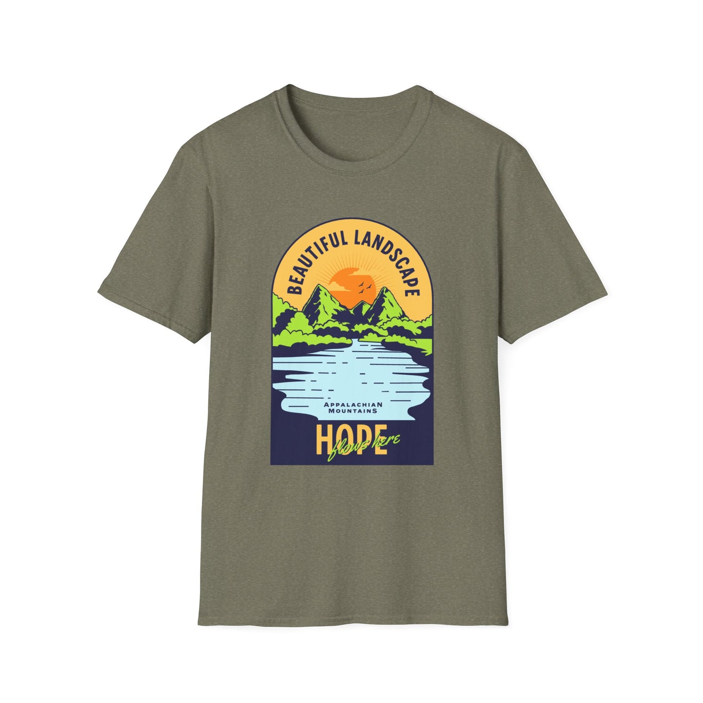 Hurricane Helene Relief -- "Beautiful Landscape – Appalachian Mountains: Hope Flows Here" Tee -- All proceeds from this shirt will be donated