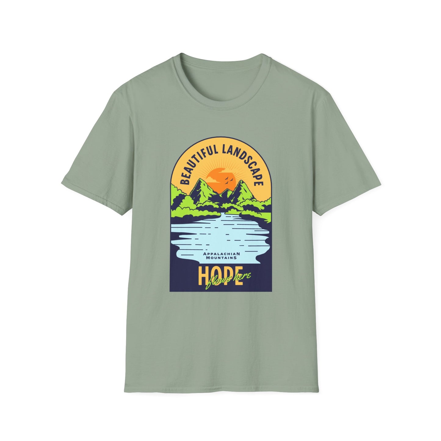 Hurricane Helene Relief -- "Beautiful Landscape – Appalachian Mountains: Hope Flows Here" Tee -- All proceeds from this shirt will be donated