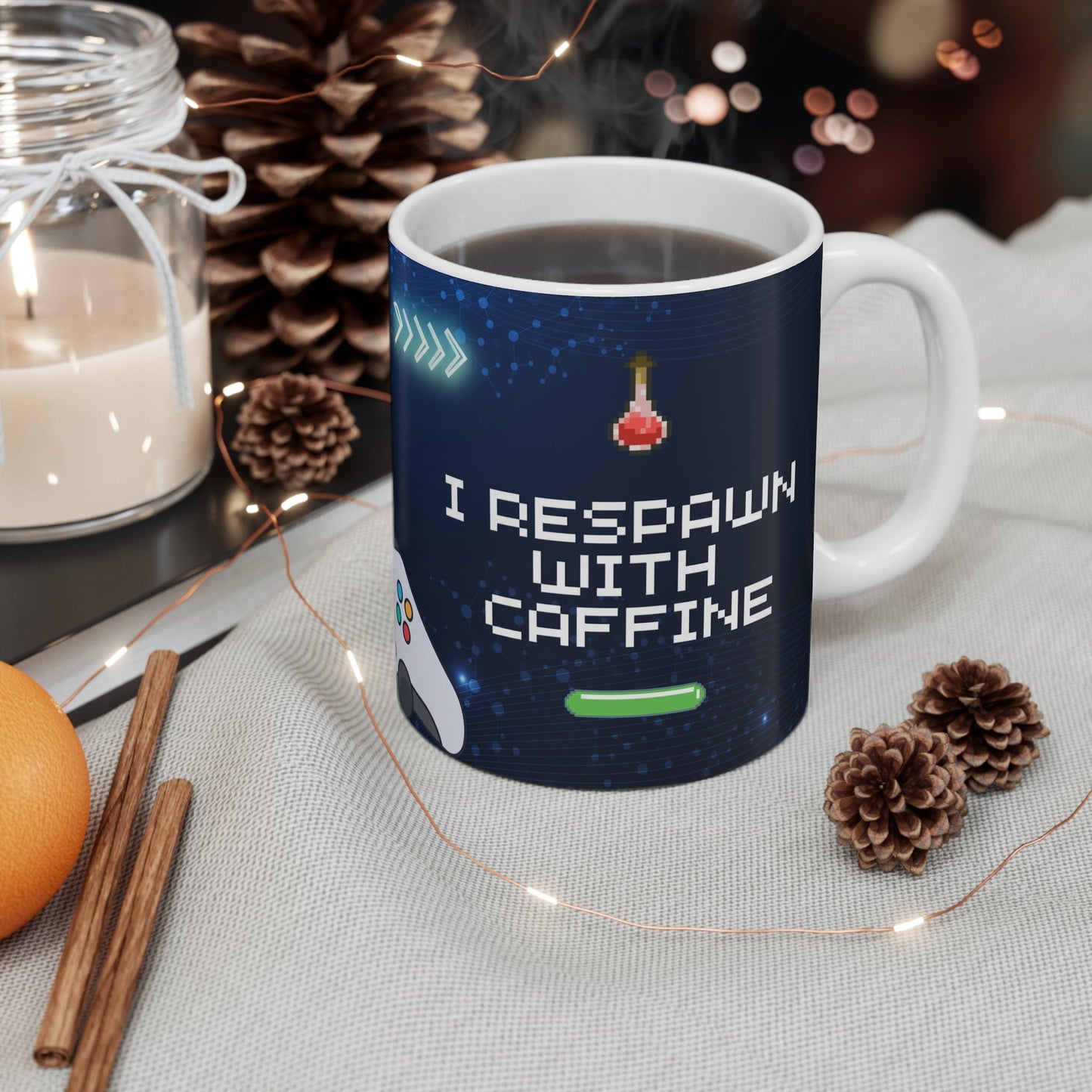 "I Respawn with Caffeine" Coffee Mug - Kings of the Future
